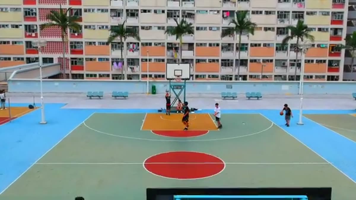 The Choi Hung rooftop courts, mid-game.