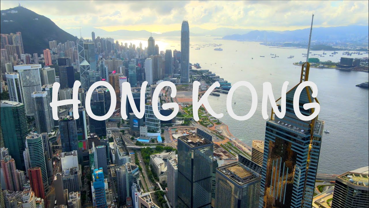 Hong Kong island and the harbour, from the air.
