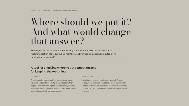 The Bearing explainer: where to build, and what would change it