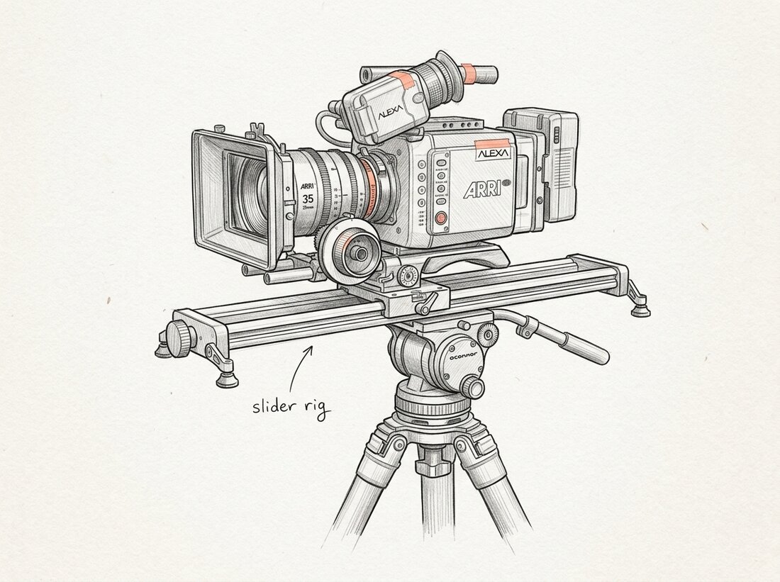 Sketch of an ARRI camera on a slider